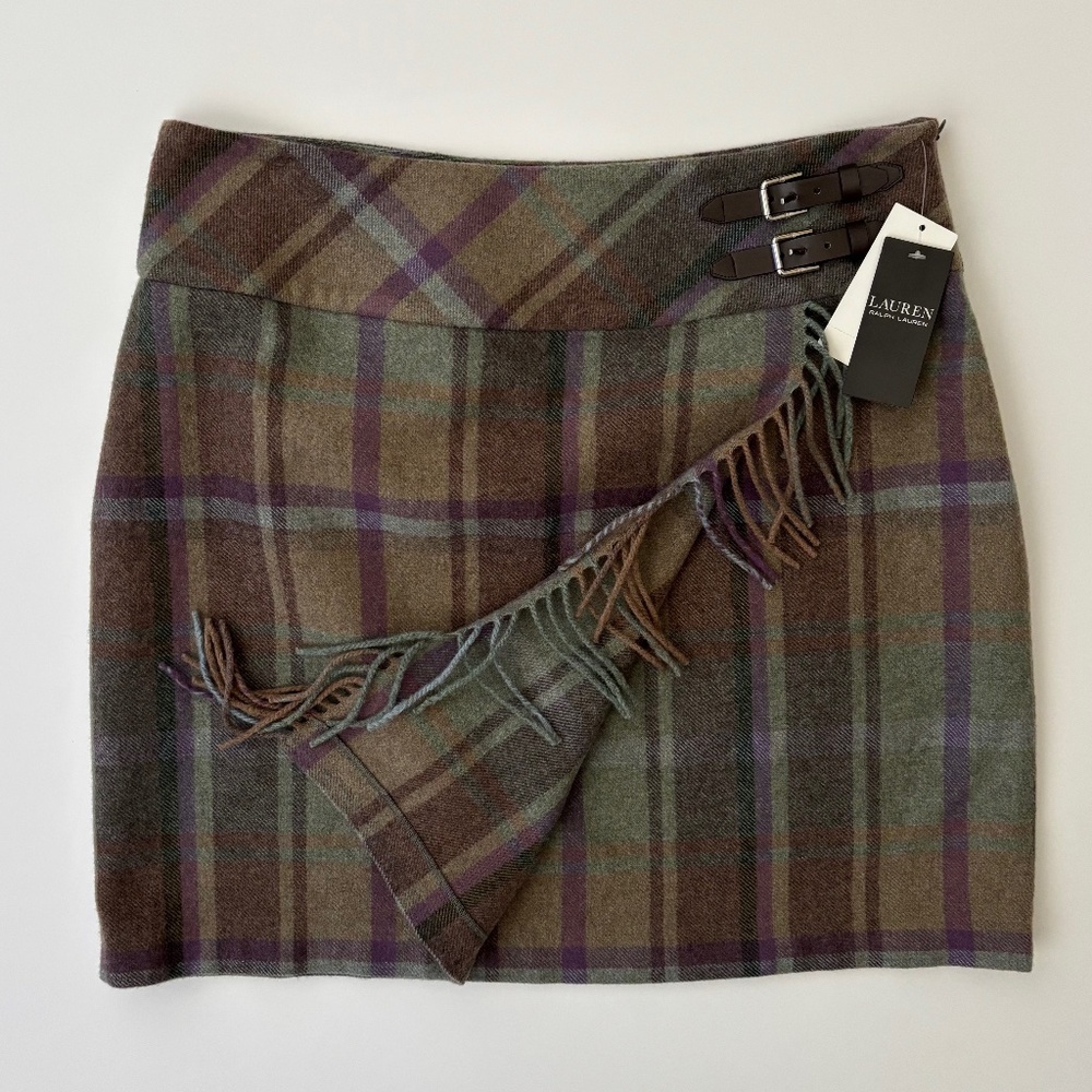 Lauren Ralph Lauren Plaid Wool Mini Skirt in Brown, Green & Purple - Picture 4 of 4